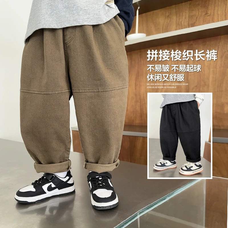 【秋款上新】男童拼接工装裤子秋装秋款童装洋气儿童休闲长裤X3979