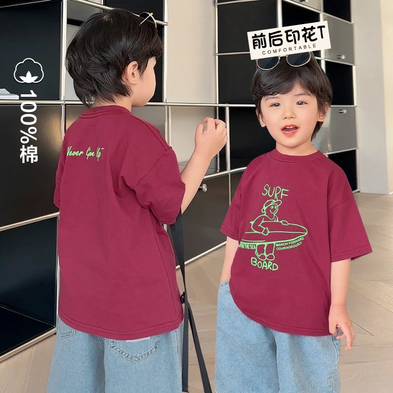 男童印花短袖t恤夏季夏装婴儿童装宝宝小童半袖上衣潮薄夏季X4224