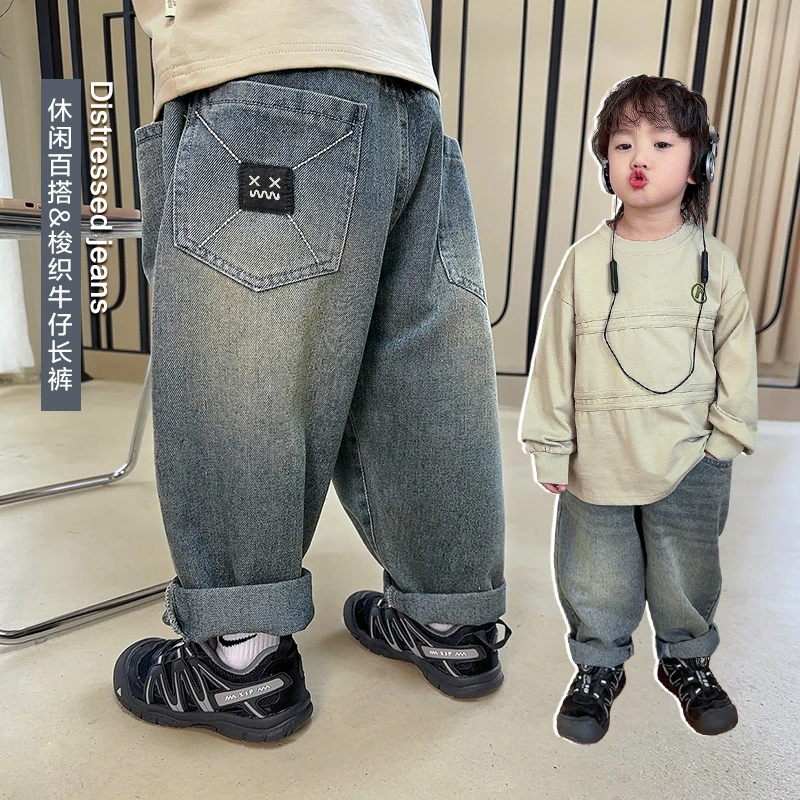 【秋款上新】男童牛仔裤子春装春秋新款童装小童洋气长裤春潮X4438