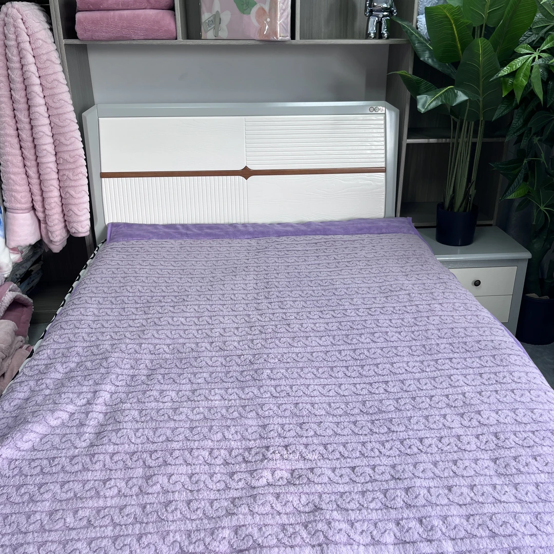紫色麻花1.5*2.0被子蓝色多功能双面亲肤灰色双层超柔奶绒
