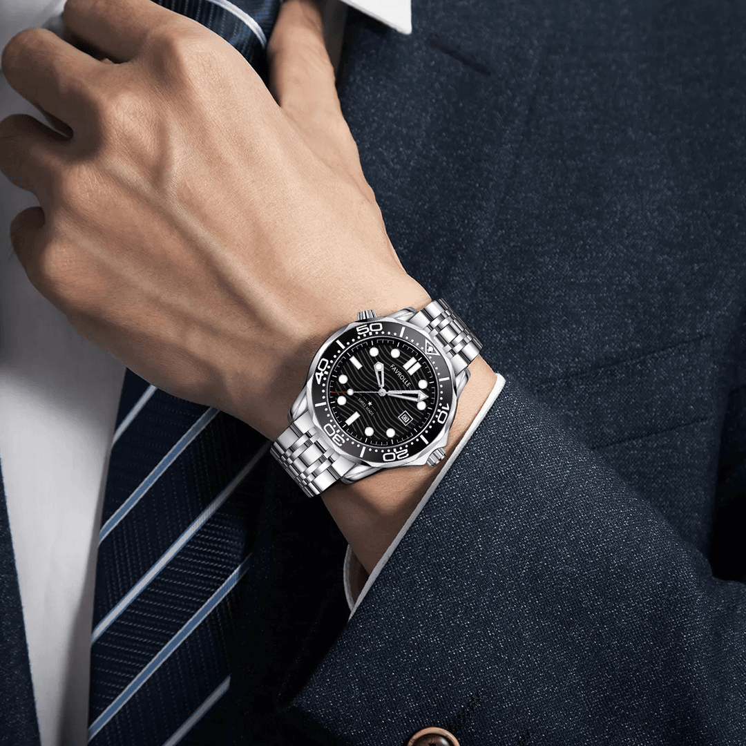 【专柜 直发】高端男士腕表系列 高颜值黑色钢带时尚