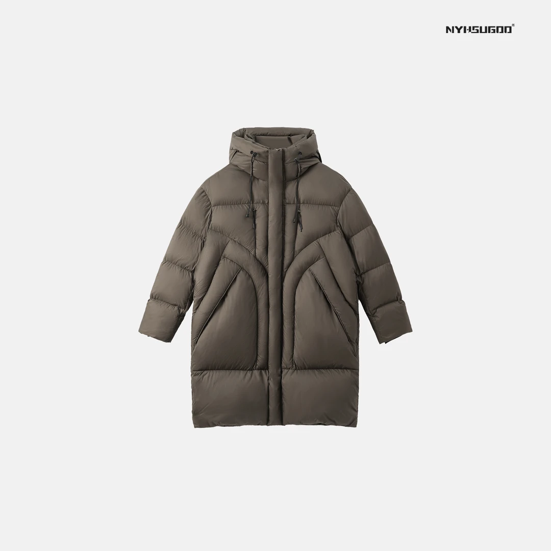 NYHSUGOO/南乙3418冬季男士90白鸭绒中长款羽绒服帽子外套