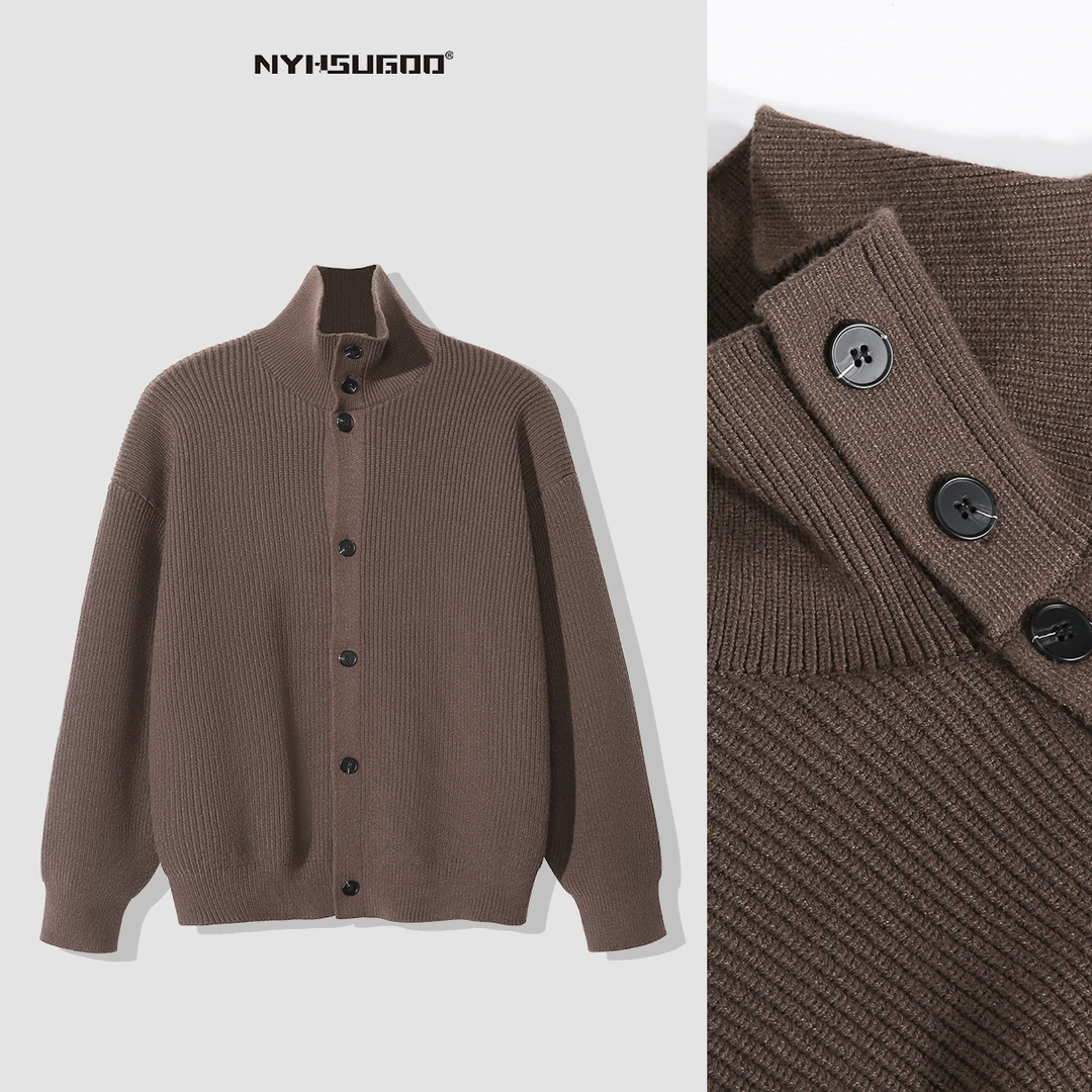 南乙2807秋冬季针织开衫男宽松韩系百搭保暖韩版纯色长袖毛衣外套