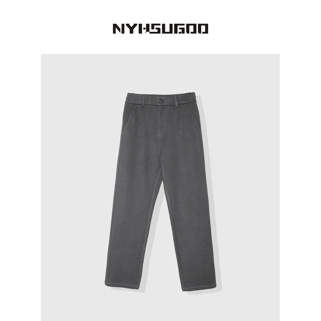 南乙N923秋冬男士新款加厚呢料直筒西裤百搭舒适长裤韩系休闲裤