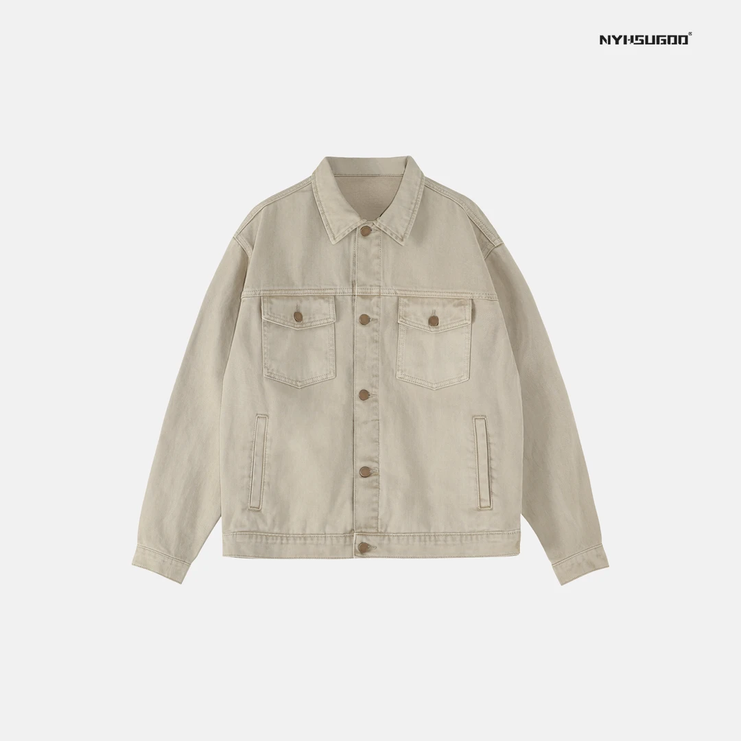 NYHSUGOO/南乙3245秋季男美式休闲水洗牛仔夹克情侣百搭全棉外套