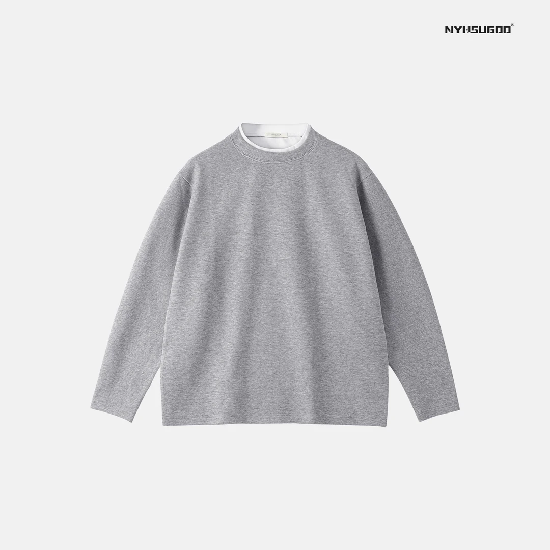 NYHSUGOO/南乙T119秋冬男士假两件圆领打底可叠穿单穿长袖T恤