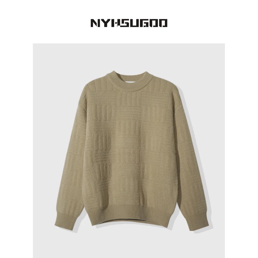南乙D1015秋季男士韩版简约纯色打底衫百搭休闲宽松潮流圆领毛衣