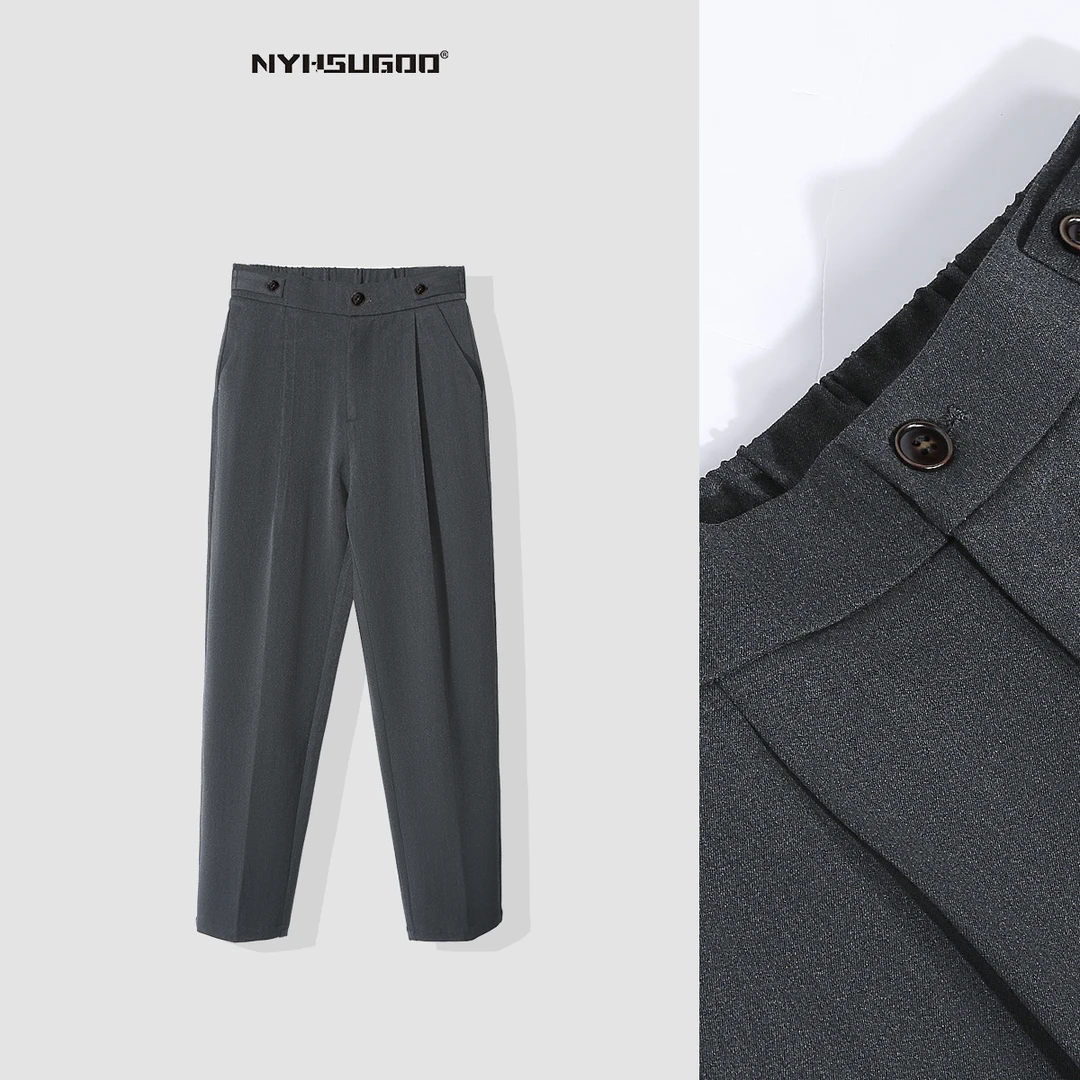 南乙N880秋季男腰部设计新款西裤百搭垂感宽松长裤潮流韩系休闲裤