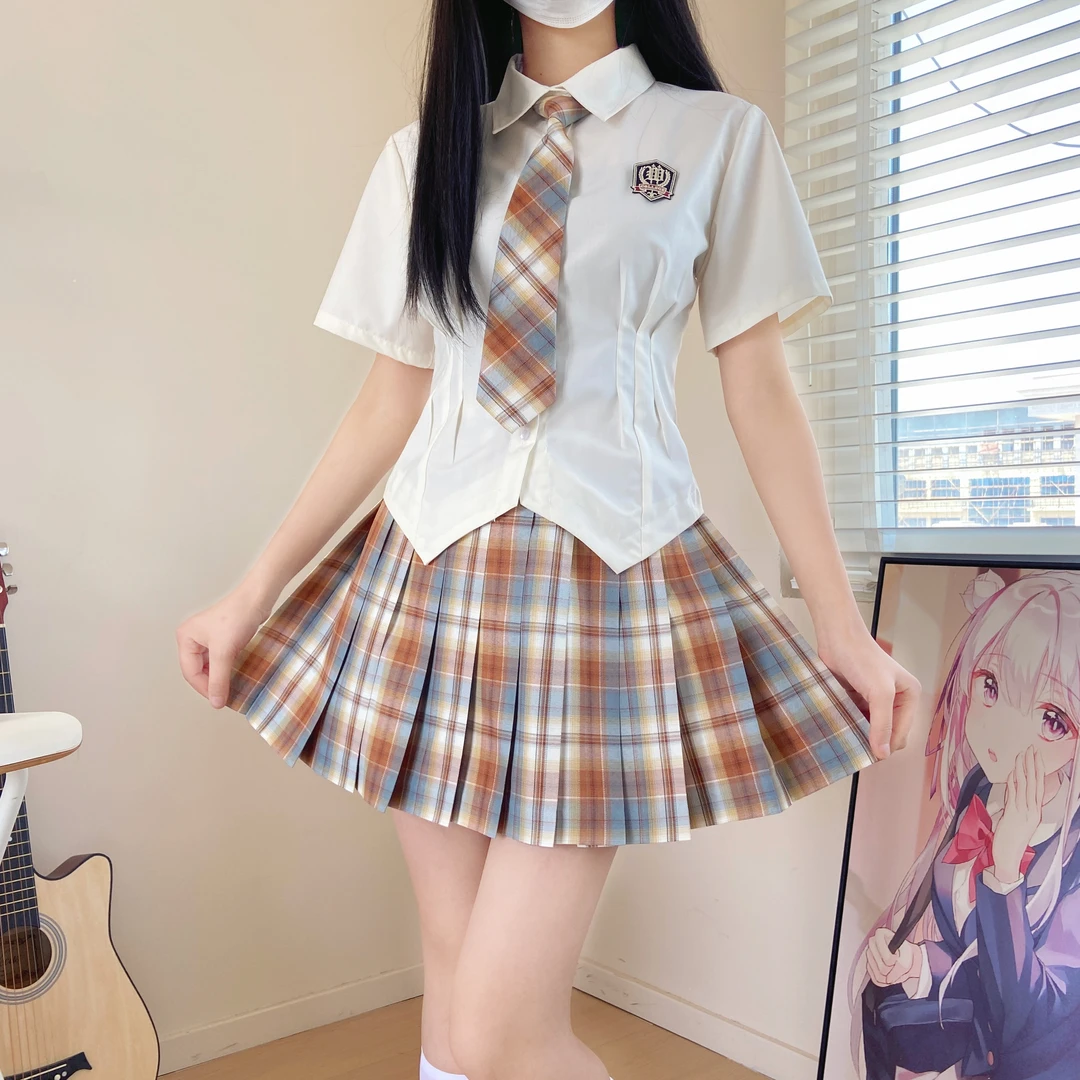 山楂啊梨/杨玉环遇见神鹿配色小松岛衬衫+格裙套装原创正统JK制服
