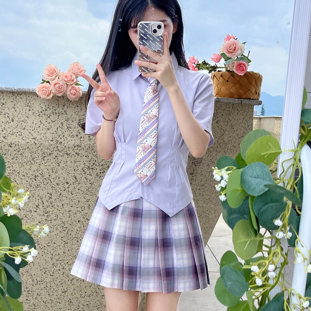 小松岛衬衫+紫喜欢你格裙套装 绝版掉落 售罄不补