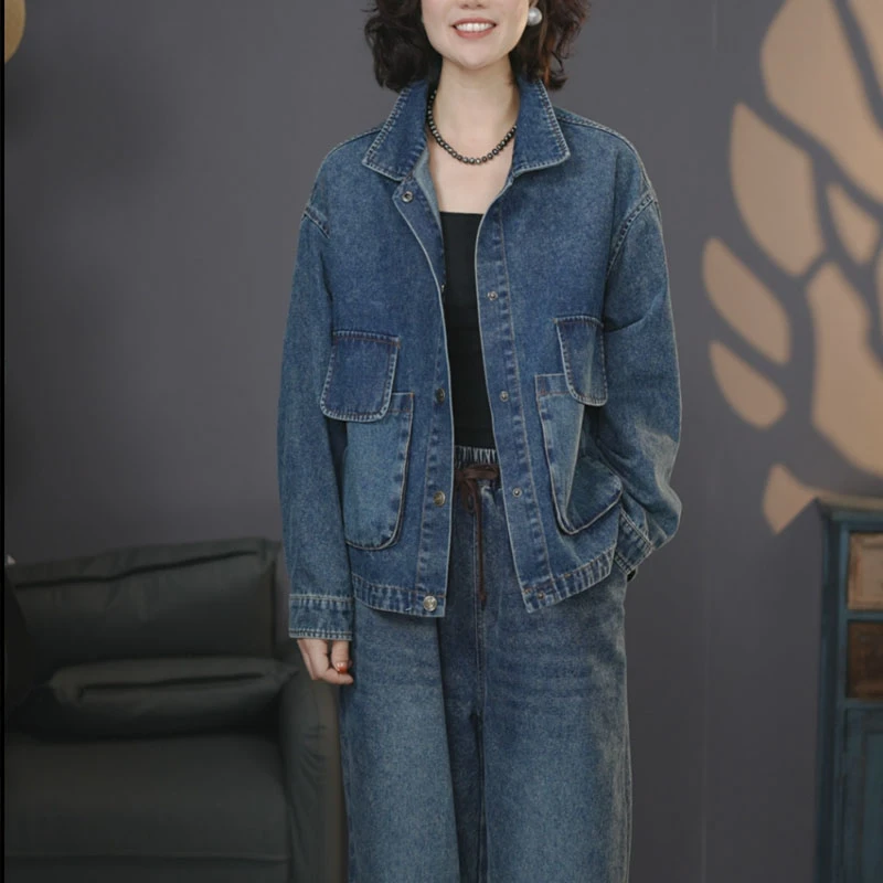 维丽3133蓝#2025春季新款水洗牛仔外套百搭上衣显瘦牛仔夹克潮流