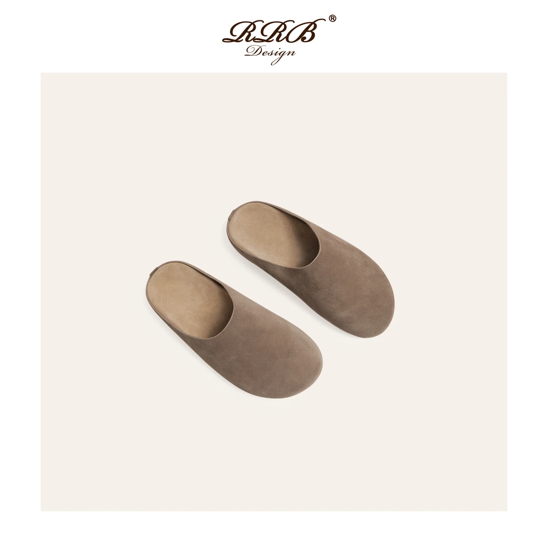 RRB Design「万能百搭」丝光牛反绒包头简约保暖舒适纯色勃肯拖鞋