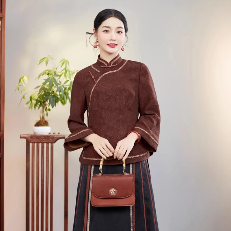 华族经典【锦华如意】高端国风女装唐装品牌真丝红云纱旗袍上衣