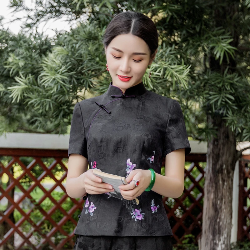 华美人（飞絮）真丝提花短款唐装上衣复古优雅中国风刺绣短款