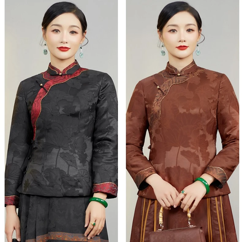 华族经典【绮丽】桑蚕丝国风女装秋冬款高端品牌香云纱旗袍式上衣女