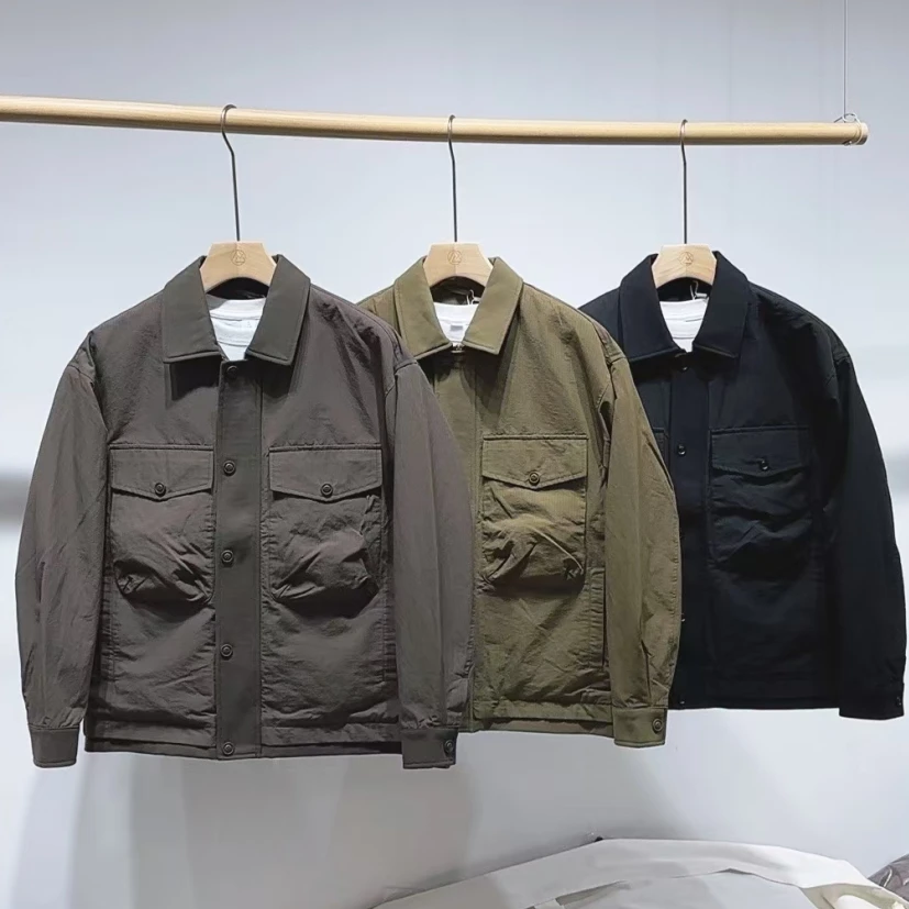 8659时尚冬季二棉连帽薄棉百搭2025男士工装夹克断码外套