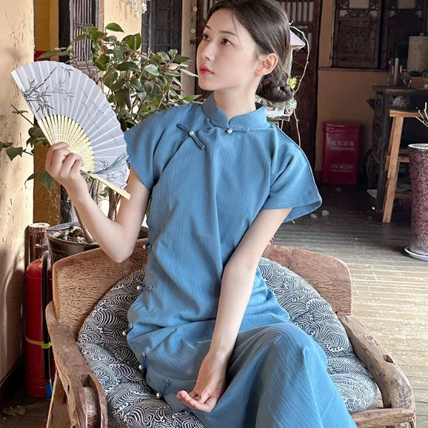 江南赋 古法平裁一片式复古中国风旗袍  气质优雅  少日常民国风