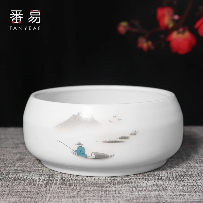 笔洗A1ZO20羿-笔洗冰裂墨碟笔洗缸陶汁小号大号瓷国画水盂洗毛
