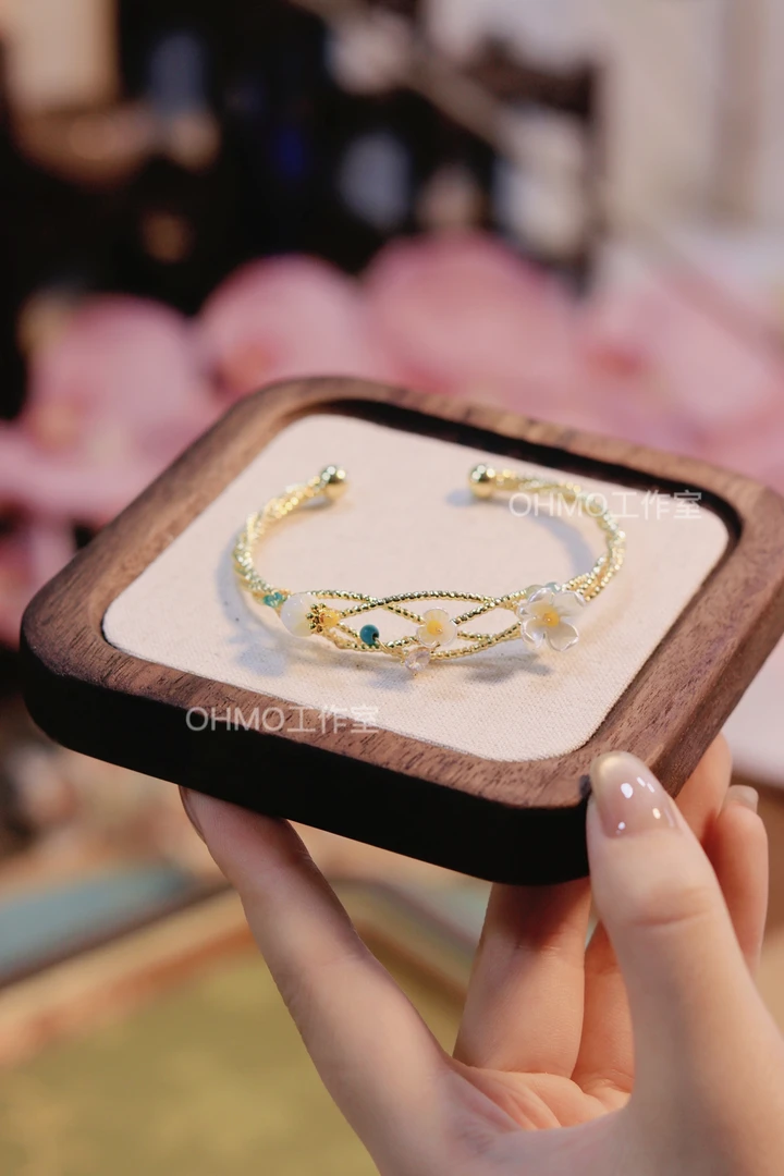 铜合金手链 手链手串古风芳菲尽梨花白