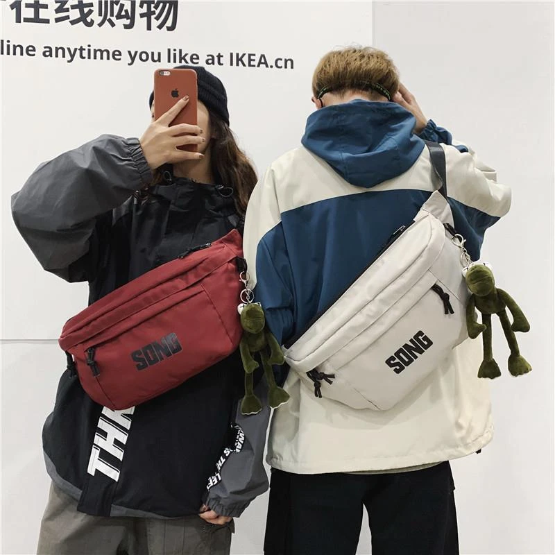 斜挎包男ins户外休闲挎包单肩背包大容量运动腰包日系潮牌胸包女i