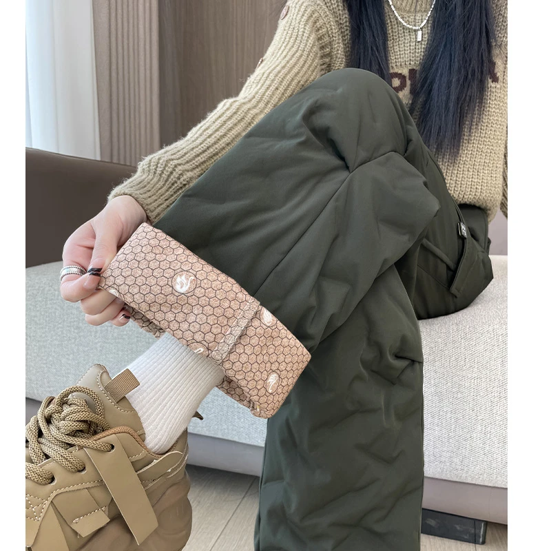 白鸭绒裤子女冬季外穿2025年棉裤东北零下40度防寒直筒高腰阔腿裤