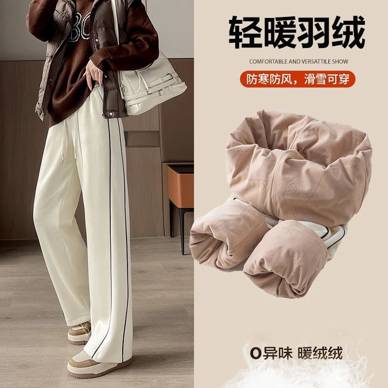 抗寒羽绒裤女冬季外穿2025新款零下40度极寒加绒加厚时尚直筒棉裤