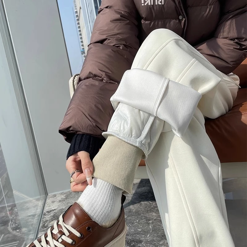 白鸭绒白色羽绒裤女款外穿洋气加厚加绒2025新款抗寒过冬必备棉裤