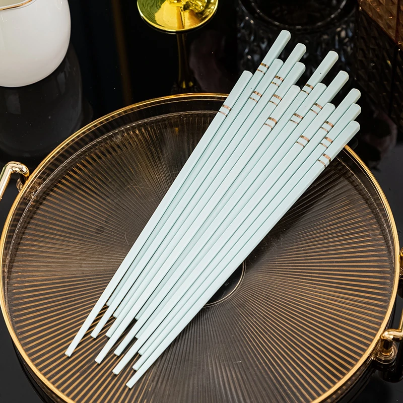 澜三格家用筷子防霉防滑创意瓷筷合金架餐具配件天鹅花篮网红高档