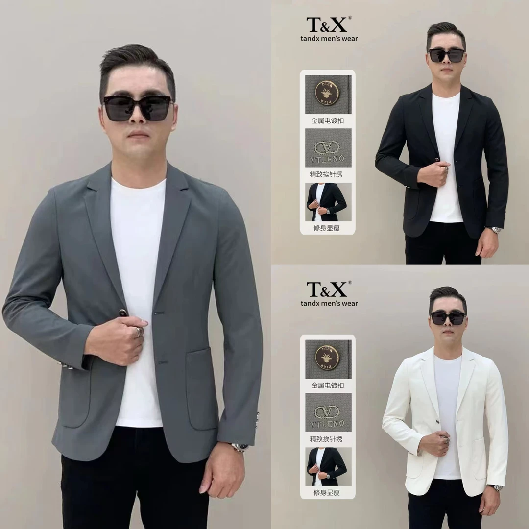 T&X/梯形男士春秋轻奢休闲时尚免熨简约百搭修身显瘦西装西服外套