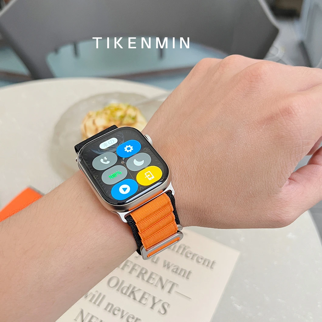 适用iwatchS9尼龙高山表带Ultra2运动回环applewatch男女S87645mm