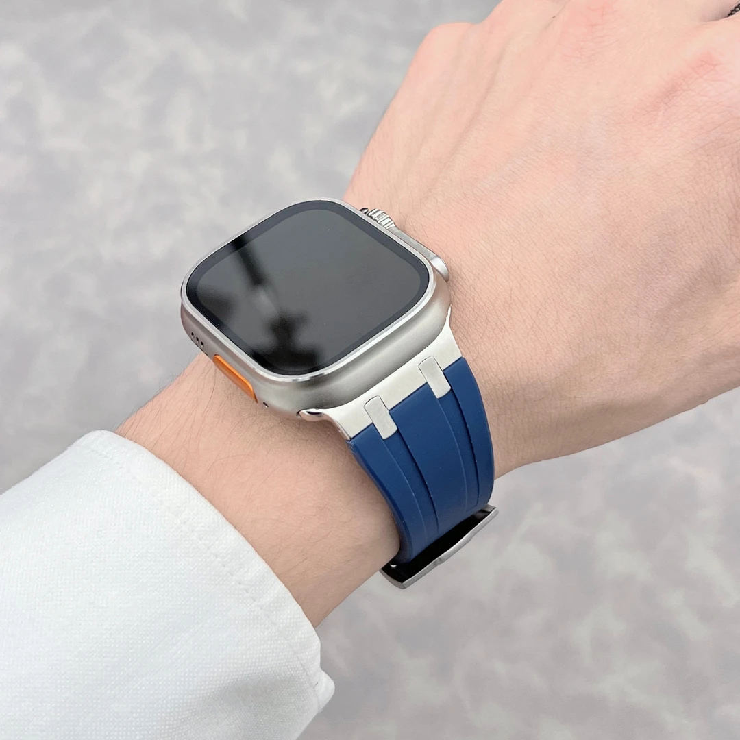 适用AppleWatchUltra液态硅胶苹果手表带iwatchS98柔软49mm运动45