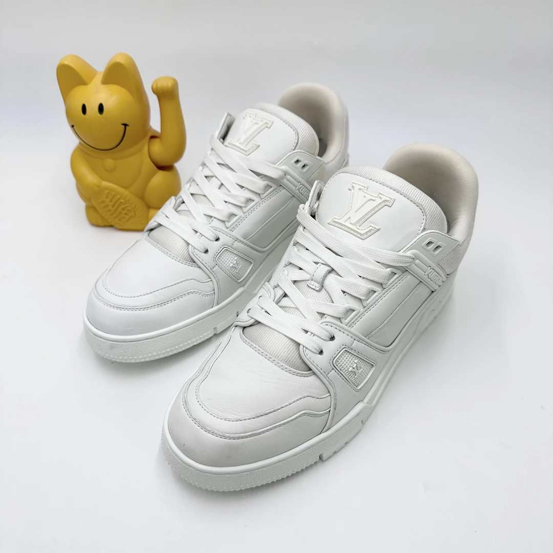 Lv/41码/纯白拼接Trainer板鞋/97新