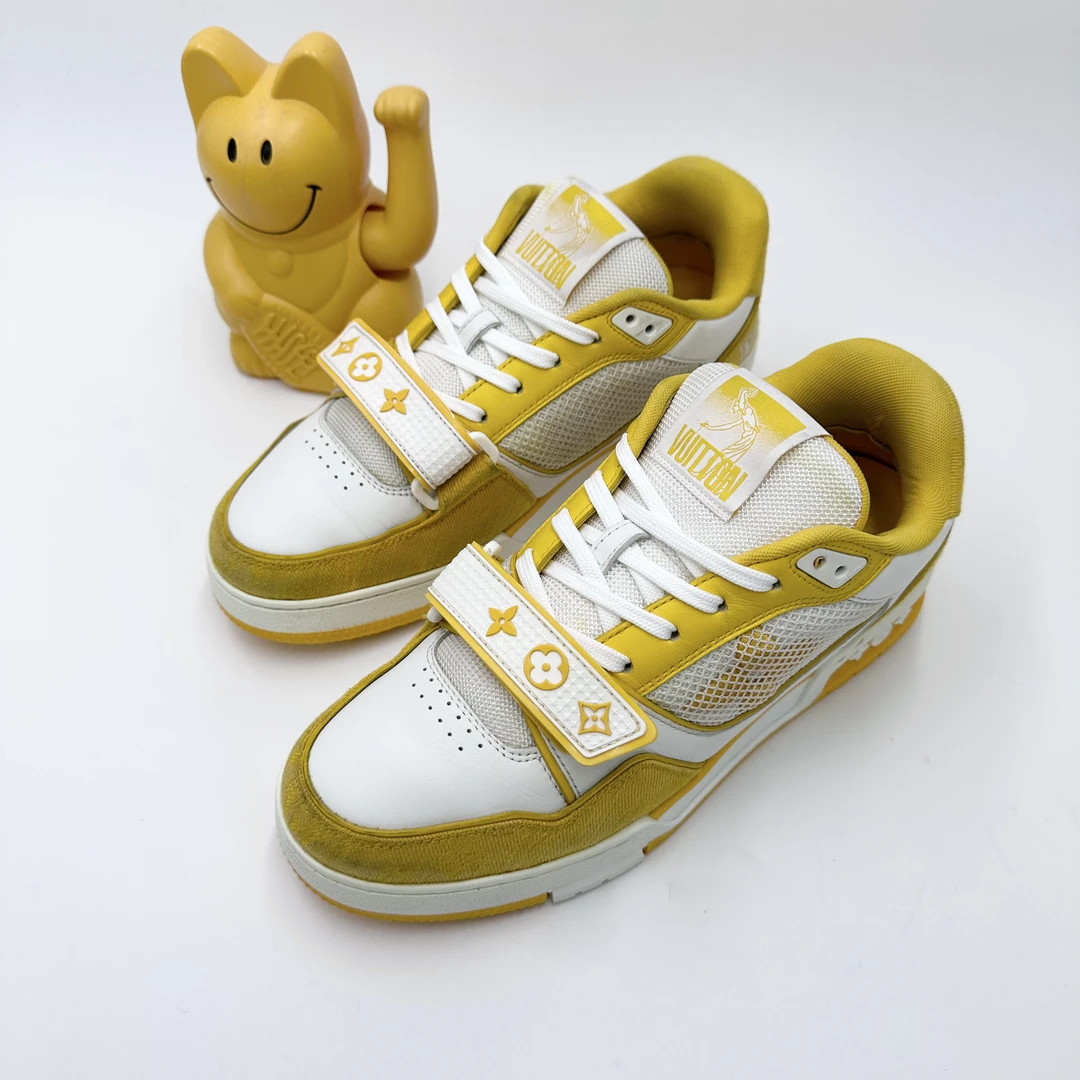 Lv/39码/黄白牛仔魔术贴Trainer板鞋/95新