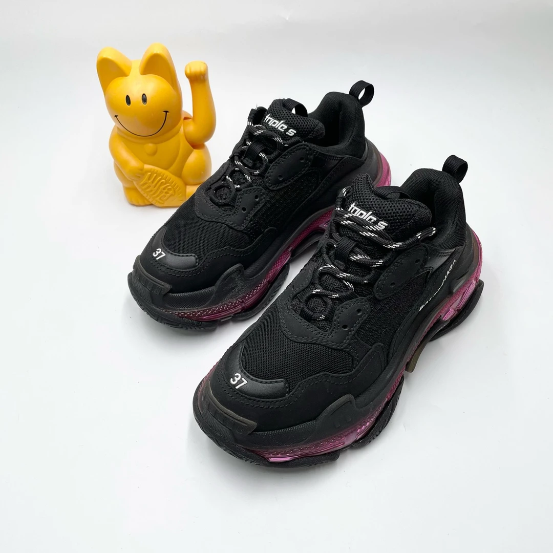 Balenciaga/37码/黑紫气垫Triples老爹鞋/98新