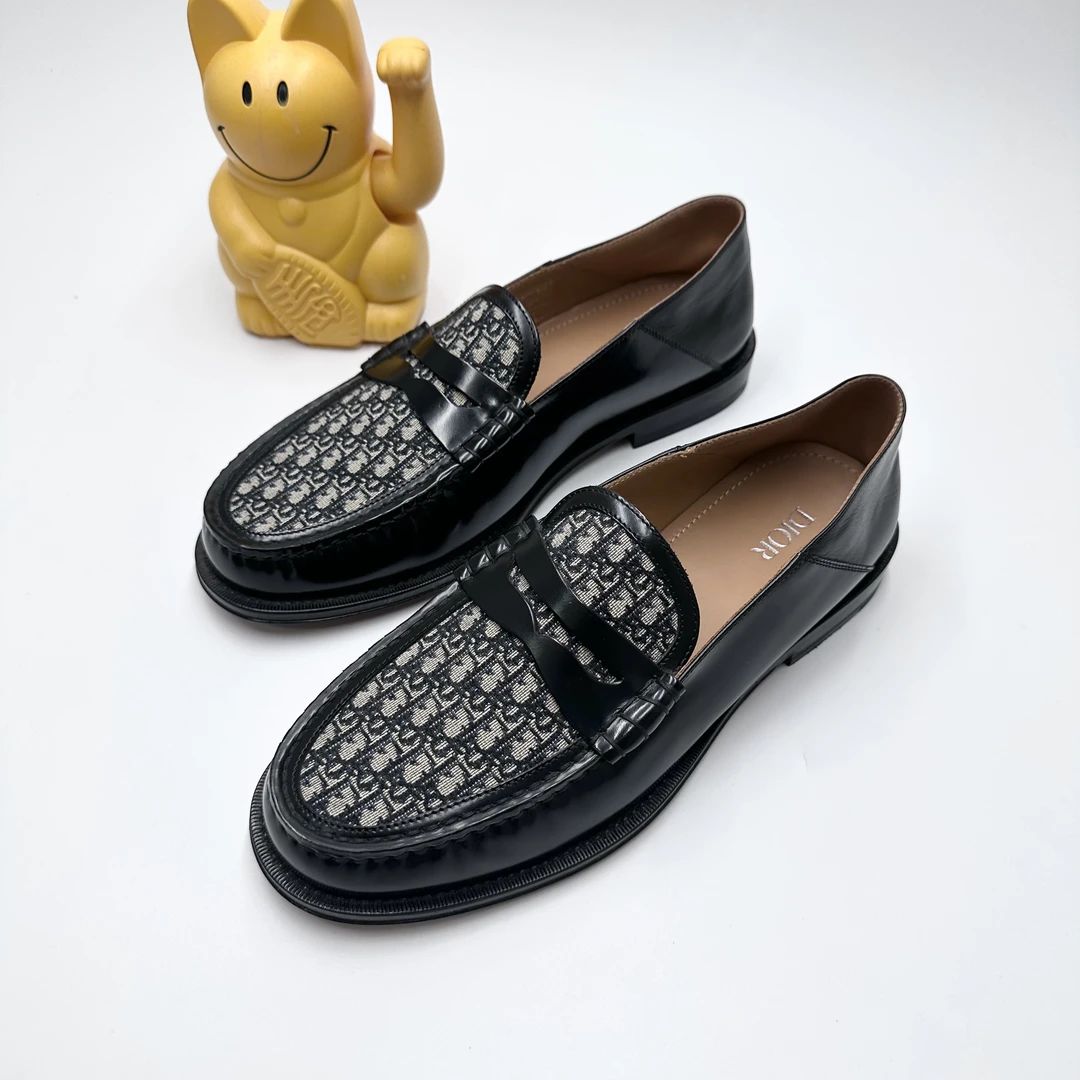 Dior/39码/黑色满印Logo踩跟一脚蹬板鞋/全新存放品