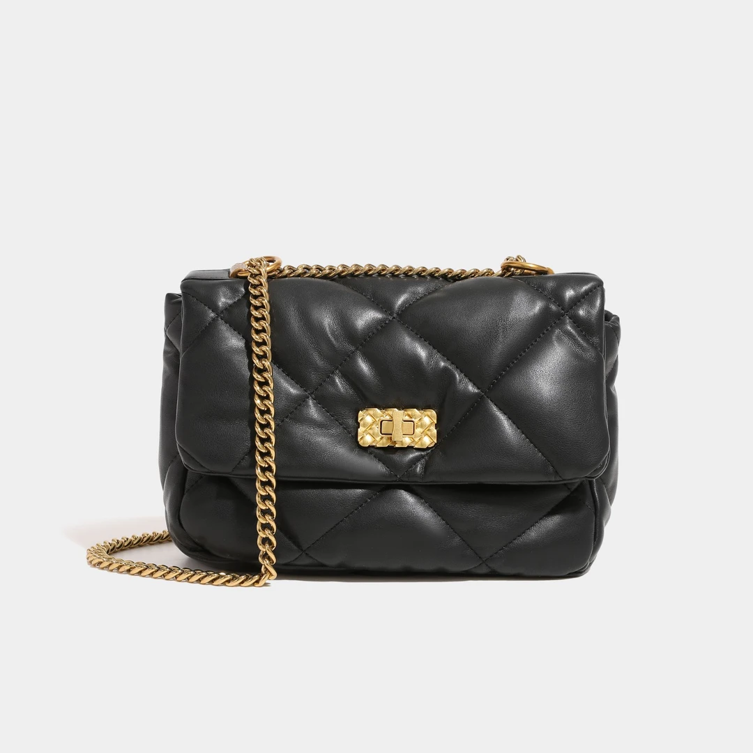 2024夏季新款时尚轻奢小香风菱格链条单肩斜挎小方包