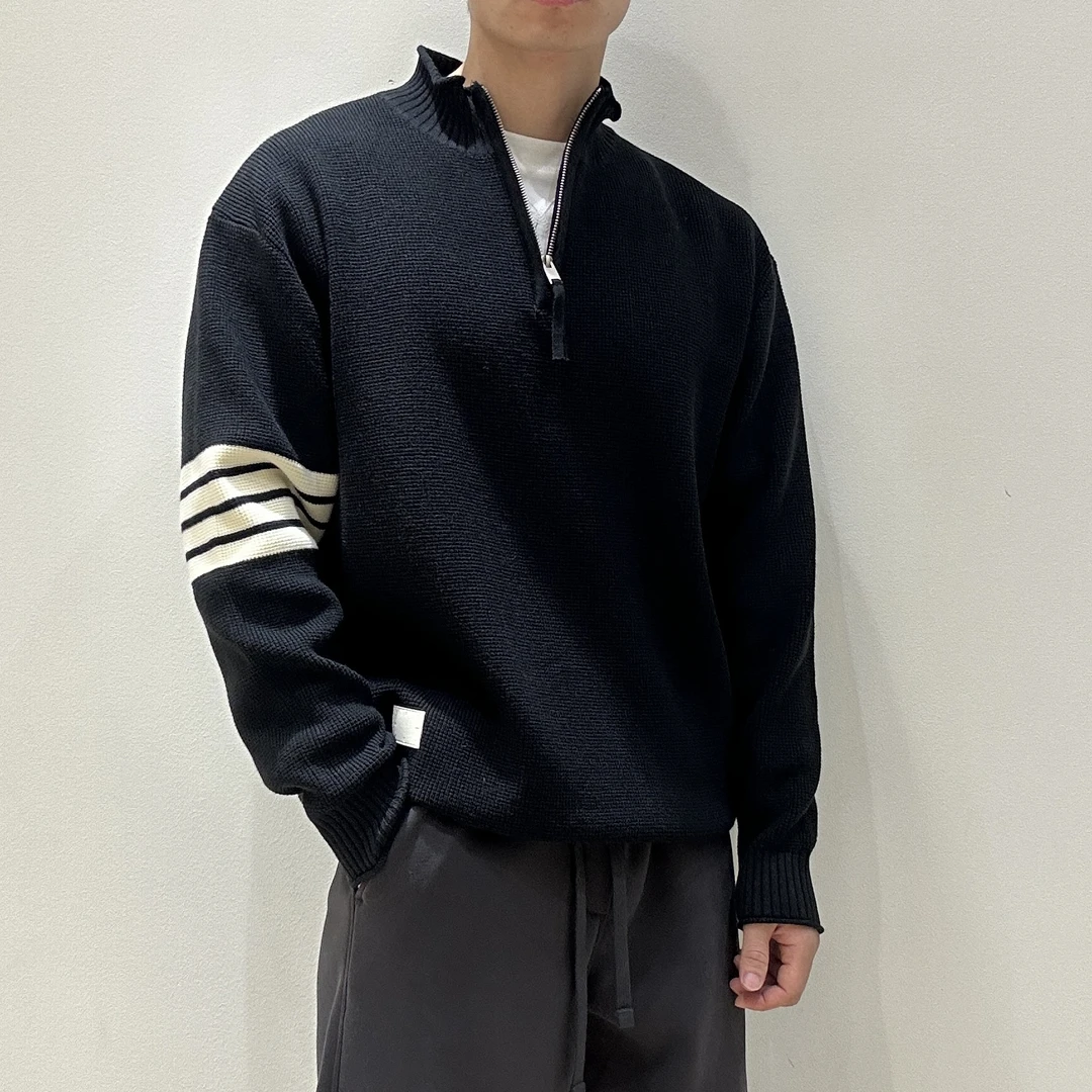 秋冬新款男士半拉链毛衣潮流百搭立领针织衫毛套头上衣打底衫