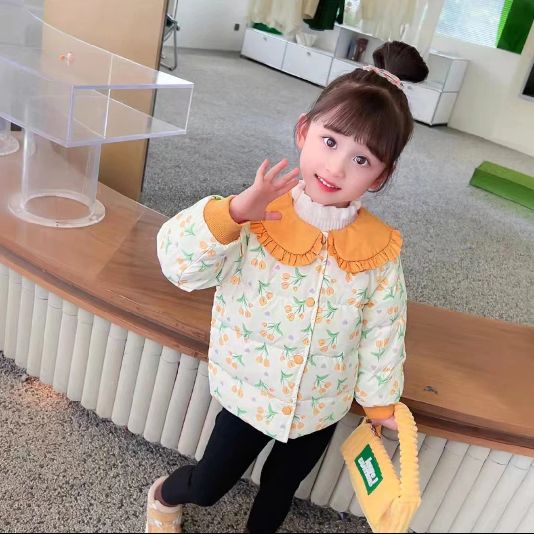 女童新款秋冬加棉中国风碎花女宝棉袄外套童装棉外出服N-W-D37