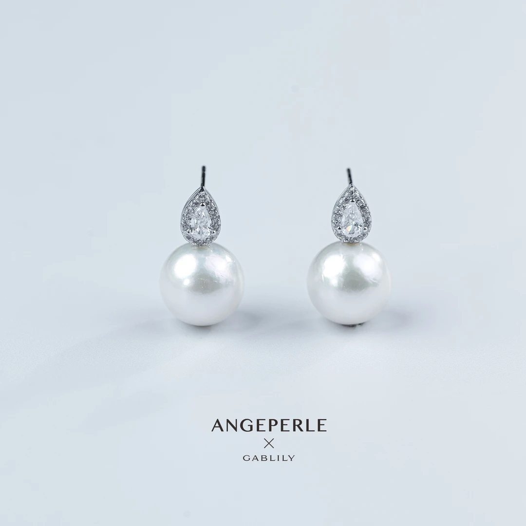 珈白丽【思斯】淡水珍珠S925银“白鹭”圆珠耳饰11-12mm时尚百搭精致