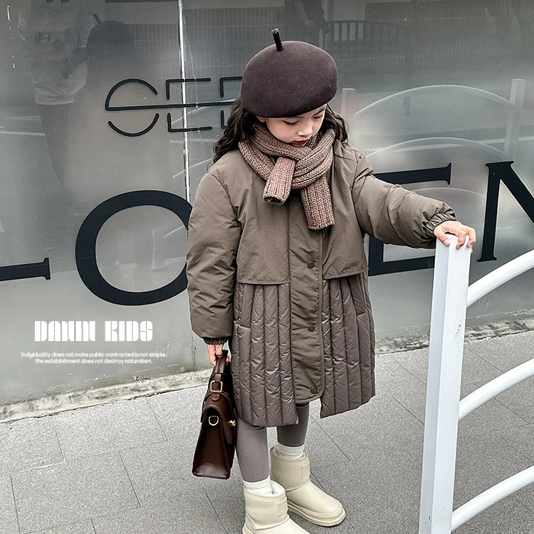 【嗒囜】女童冬季新款韩版时尚轻薄羽绒服儿童加厚拼接外套236093