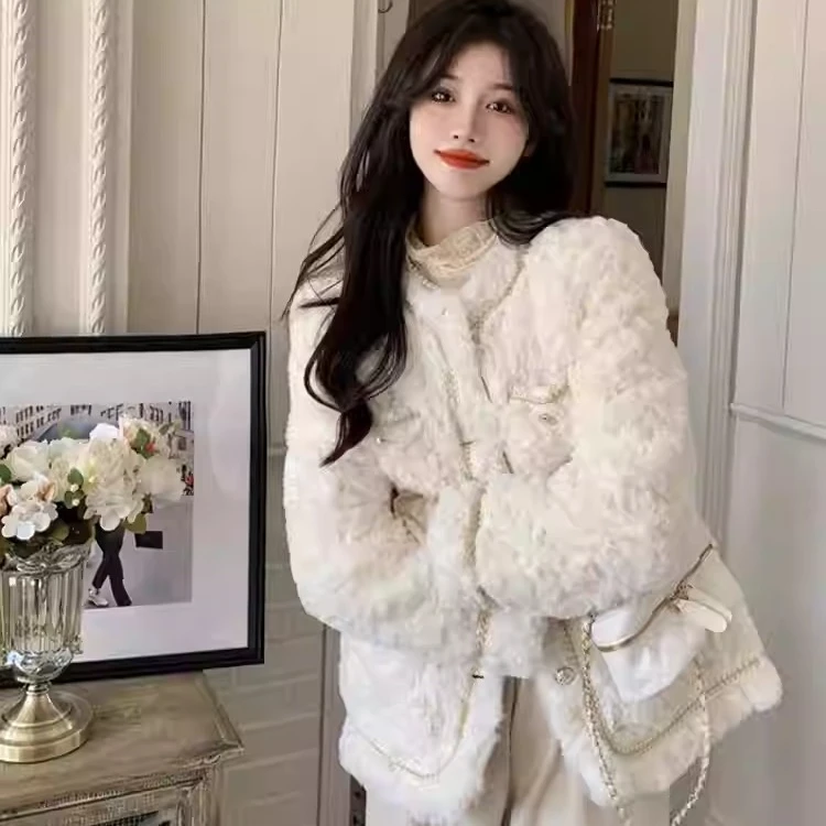 2024秋冬外套女毛毛加厚保暖时尚韩版气质新中式 2505