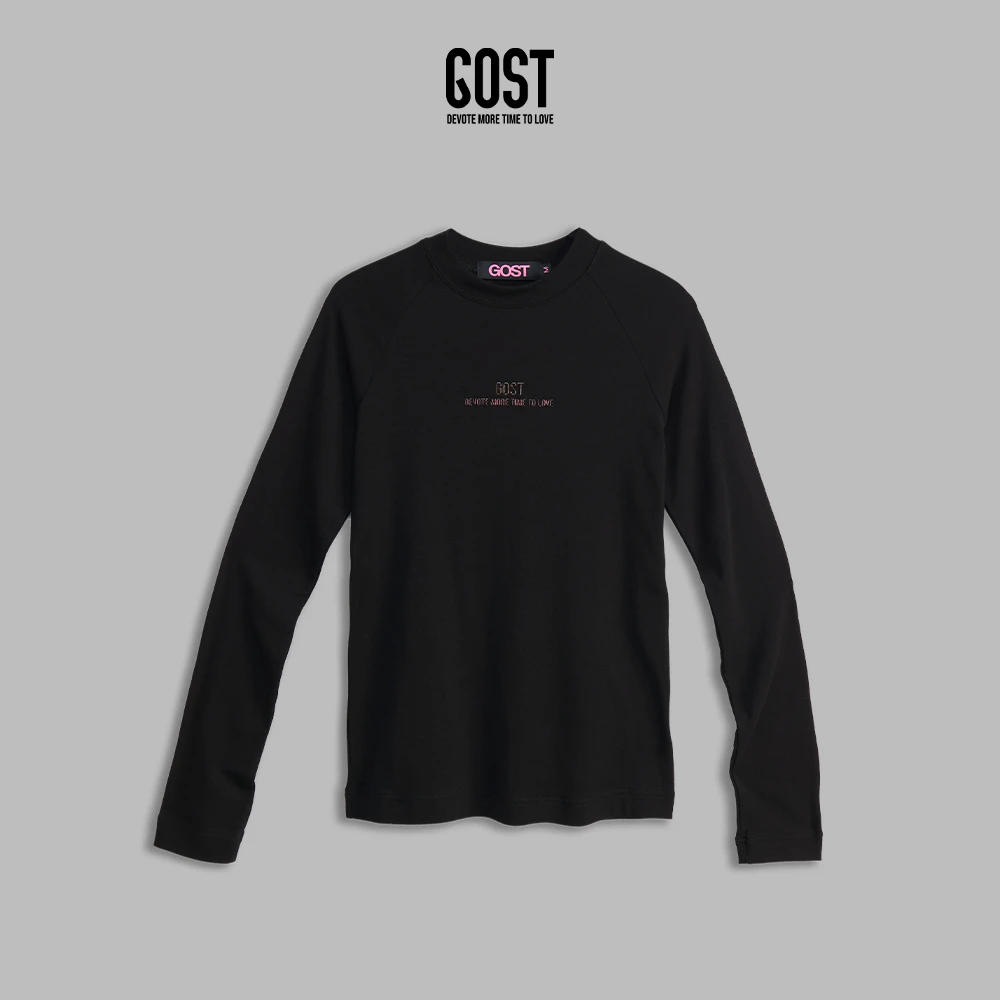 GOST【秋冬新品】品牌原创百搭休闲时尚果冻胶立体印花长袖打底T恤