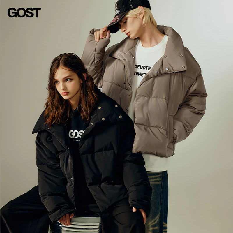 GOST白鸭绒加厚保暖立领户外时尚短款羽绒服外套冬情侣男女美式