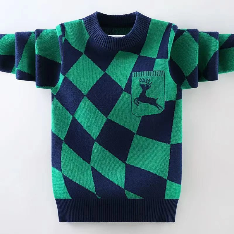 巴拉拉吧童装男童毛衣套头秋冬新款中大童打底针织衫男童加绒加厚