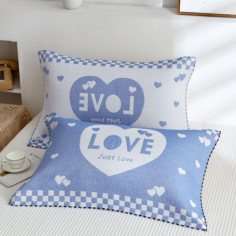 新款AB版蜂窝提花立体枕巾学生宿舍枕巾一对装