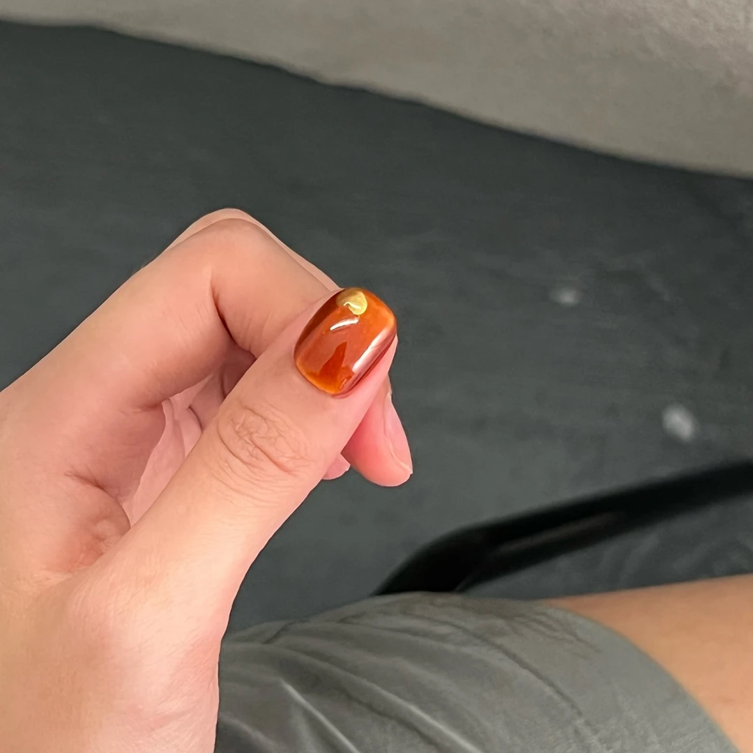 不二意【柿子】秋季可爱风手绘爱心 柿子色猫眼 纯手工穿戴甲