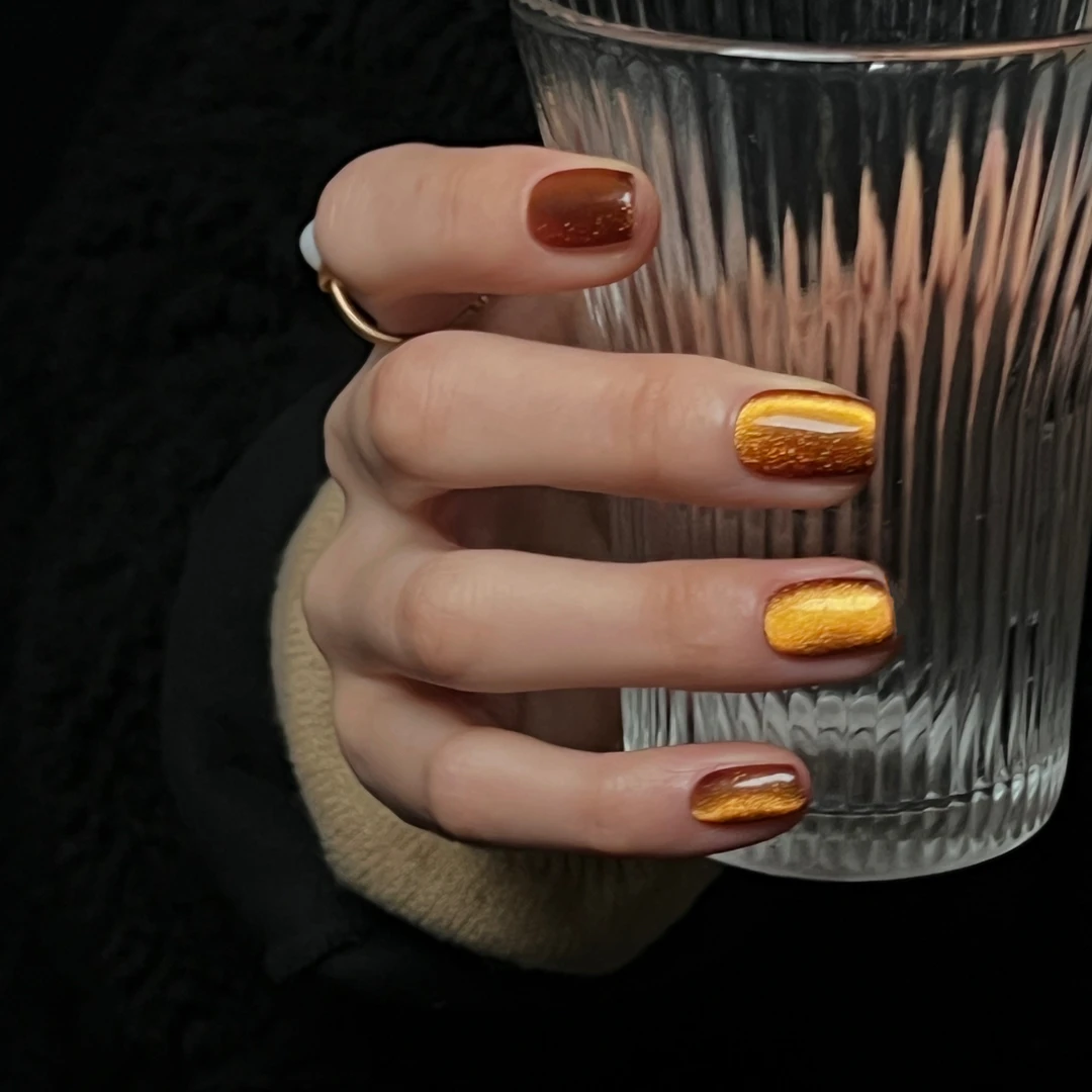 【发发金】招财气质金色  显白 特别金色猫眼  纯手工穿戴甲