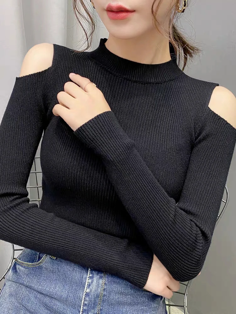 388黑色露肩打底衫