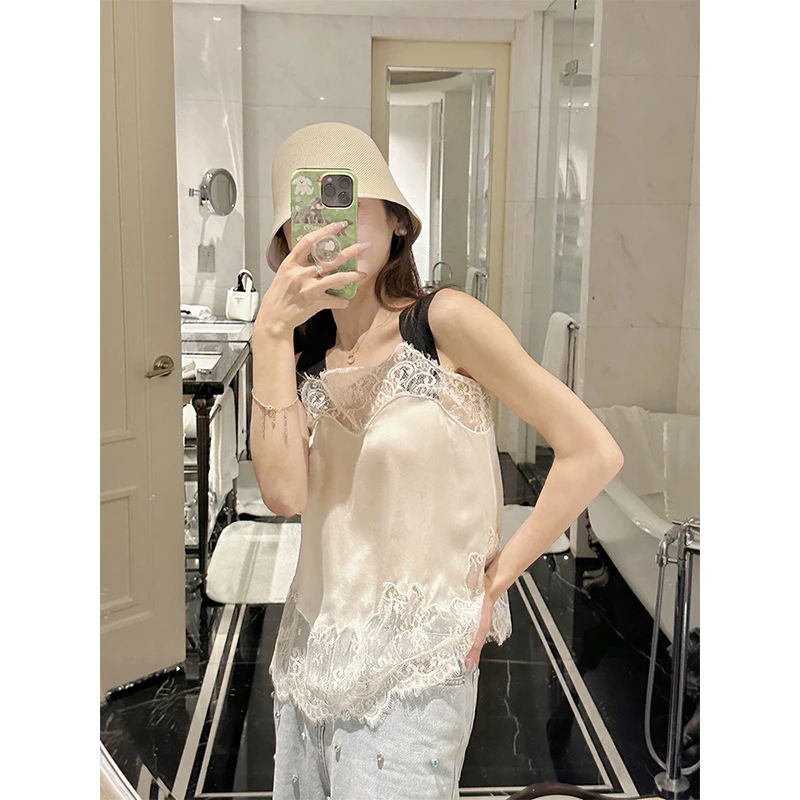 【3月 】你的呵呵Scarlett 夏日甜茶 睫毛蕾丝吊带无袖背心