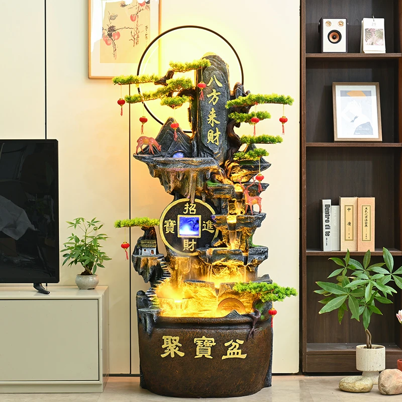 假山流水喷泉客厅家用鱼缸循环水聚宝盆开业送礼景观装饰落地摆件